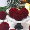 12pcs Velvet Christmas Ornaments-Red Flocked Balls with Golden Ribbons,Perfect for Holiday Tree Decorations,Christmas Ornaments