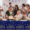 GREHUMOR Happy Retirement Tablecloth 3Pcs-Retirement Party Decorations Blue Gold Tablecloth for Women Men Plastic Rectangle Disposable Table Cover
