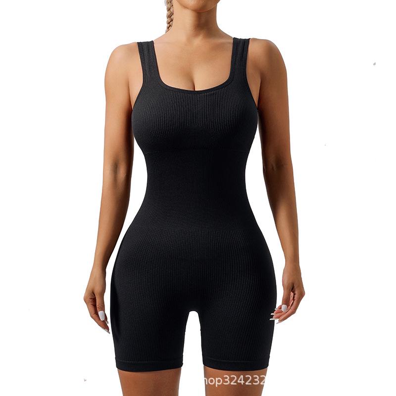 Бесшовный ребристый спортивный боди - Европейский и американский стиль Small