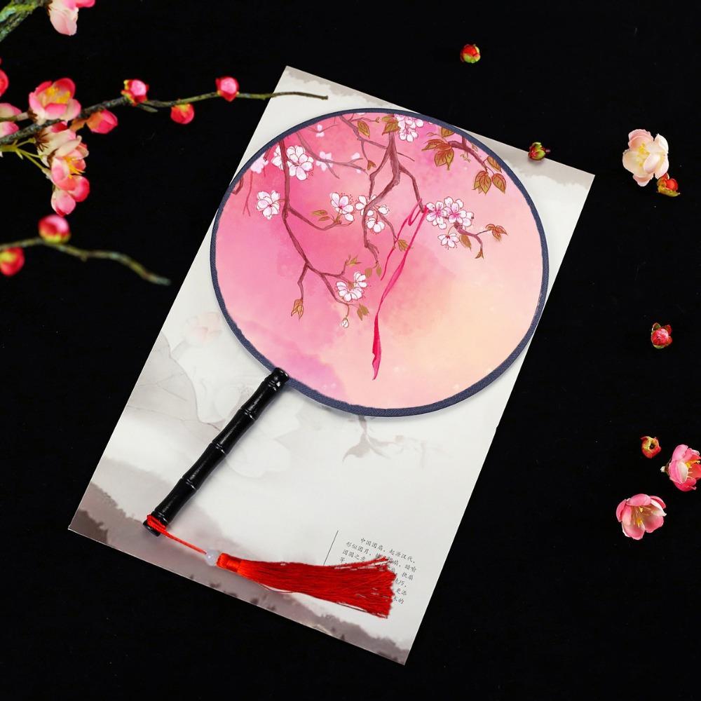 

Round Chinese Hand Fan Diameter 21cm Ancient Tassel Dance Hand Fan Wedding Party Accessories 7