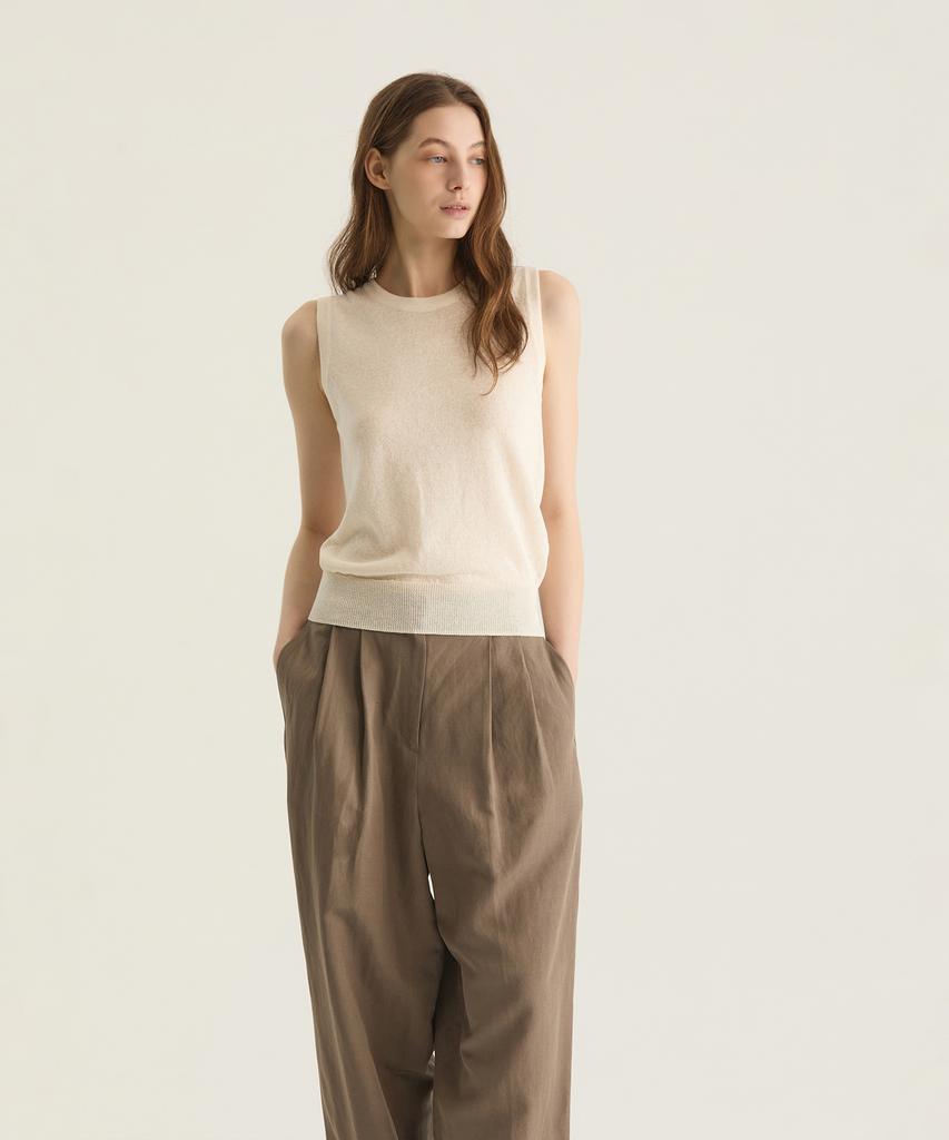 Oteumilkape Linen Sleeveless Knit - Ivory