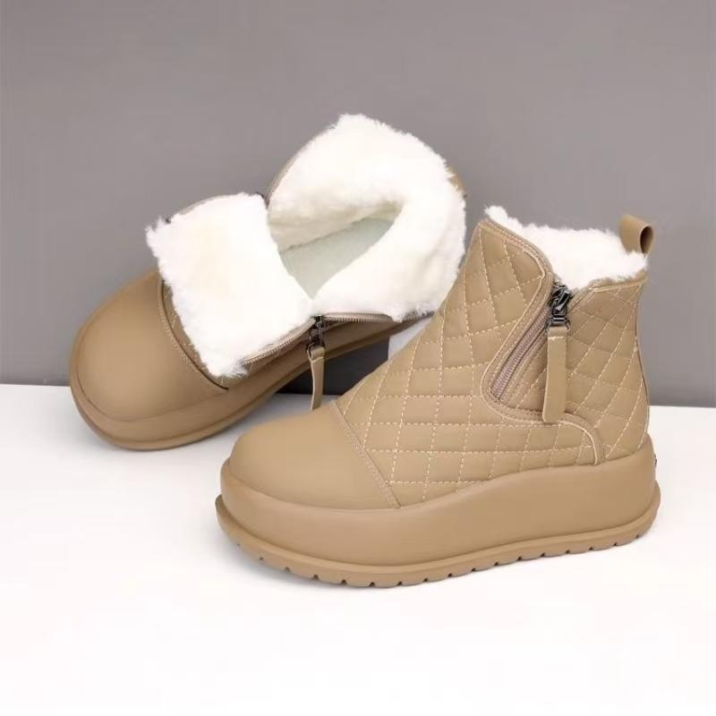 Women's Winter New Thick Sole High Top Snow Boots Round Toe Waterproof Thickened Plush Warm Soft Sole Light Ankle Cotton Boots