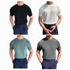 Men Summer T-shirt Round Neck Short Sleeves Solid Color Slim Fit Elastic Pullover Casual Mid Length Straight Men Fitness Sport Gym Top