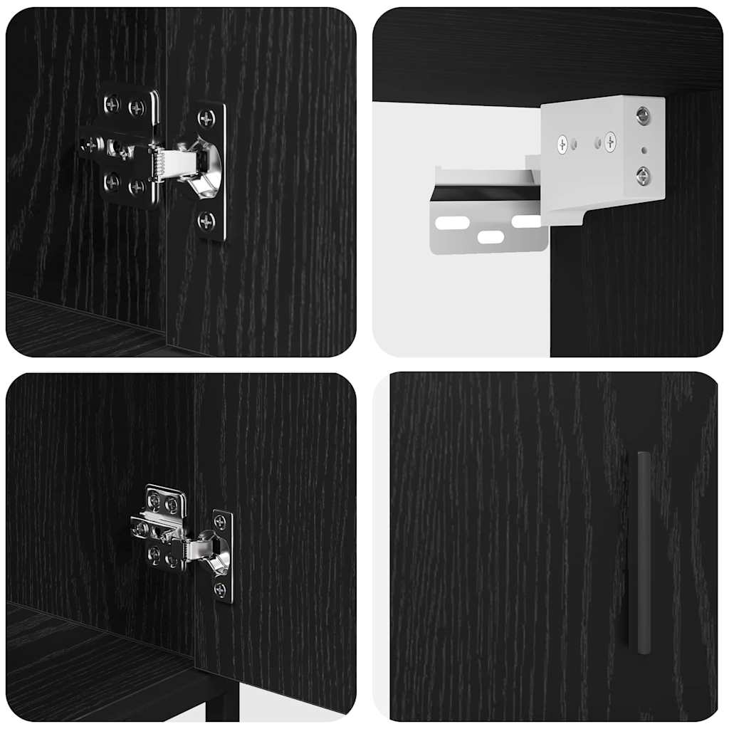 Bathroom Furniture Set 3 Pcs Black Oak Effect Wood Based Panel