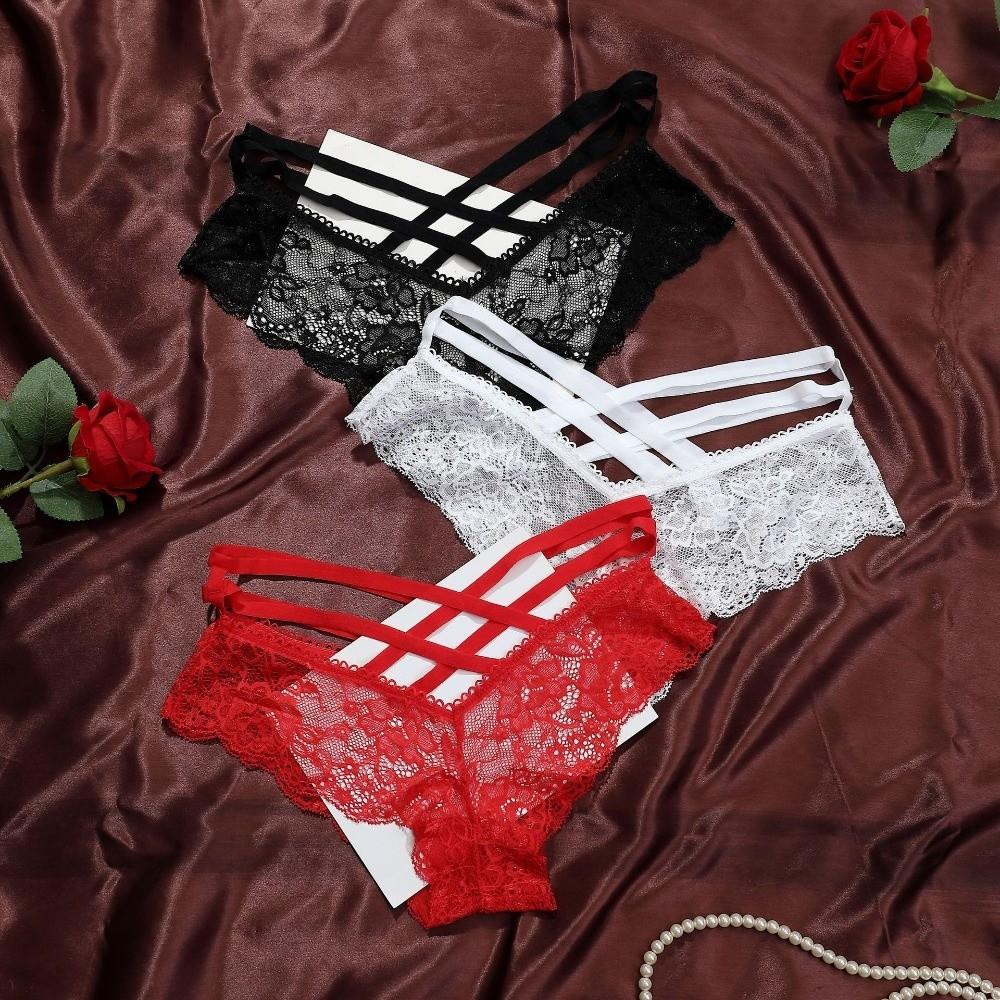 Underwear Women Lace Floral Thong Low-Rise T-back Panties Lace Solid Briefs Female