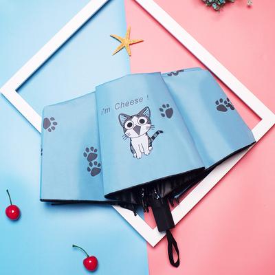 Child Cartoon Creative Children Umbrella Sunscreen Black Coating Cute Cat Claw 3 Folding Girls Umbrella Wholesale Kids Umbrella