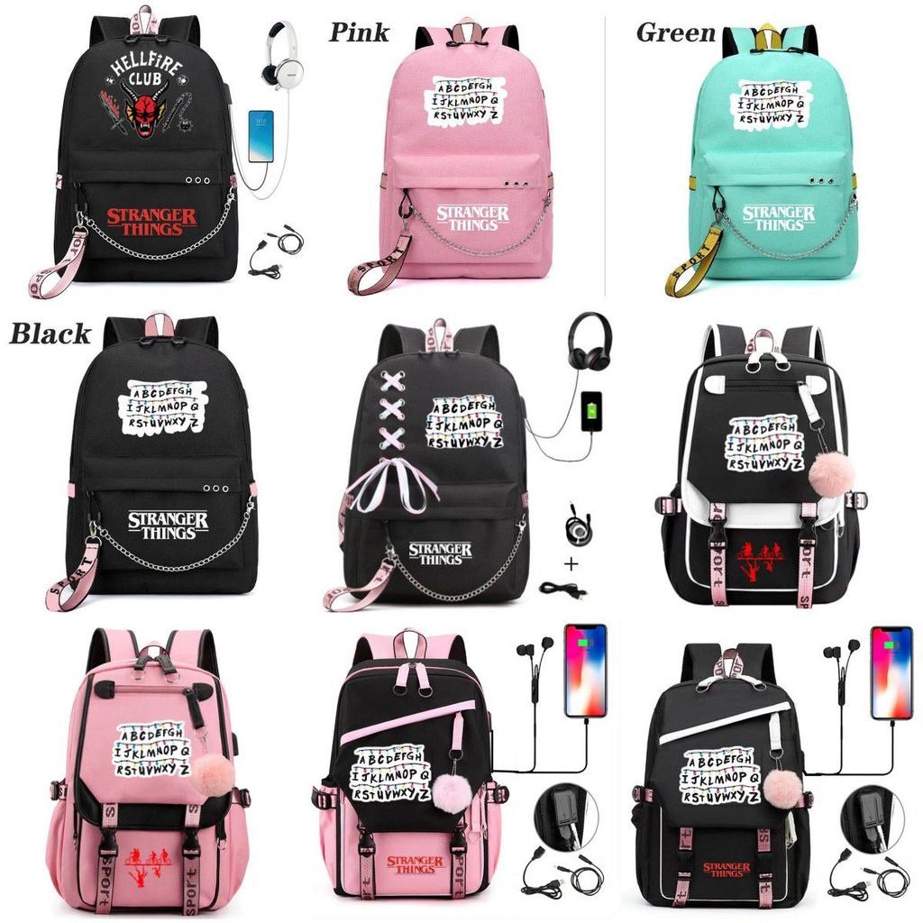 Mochila Grande de Temporada Stranger Things Recargable por USB para Niños