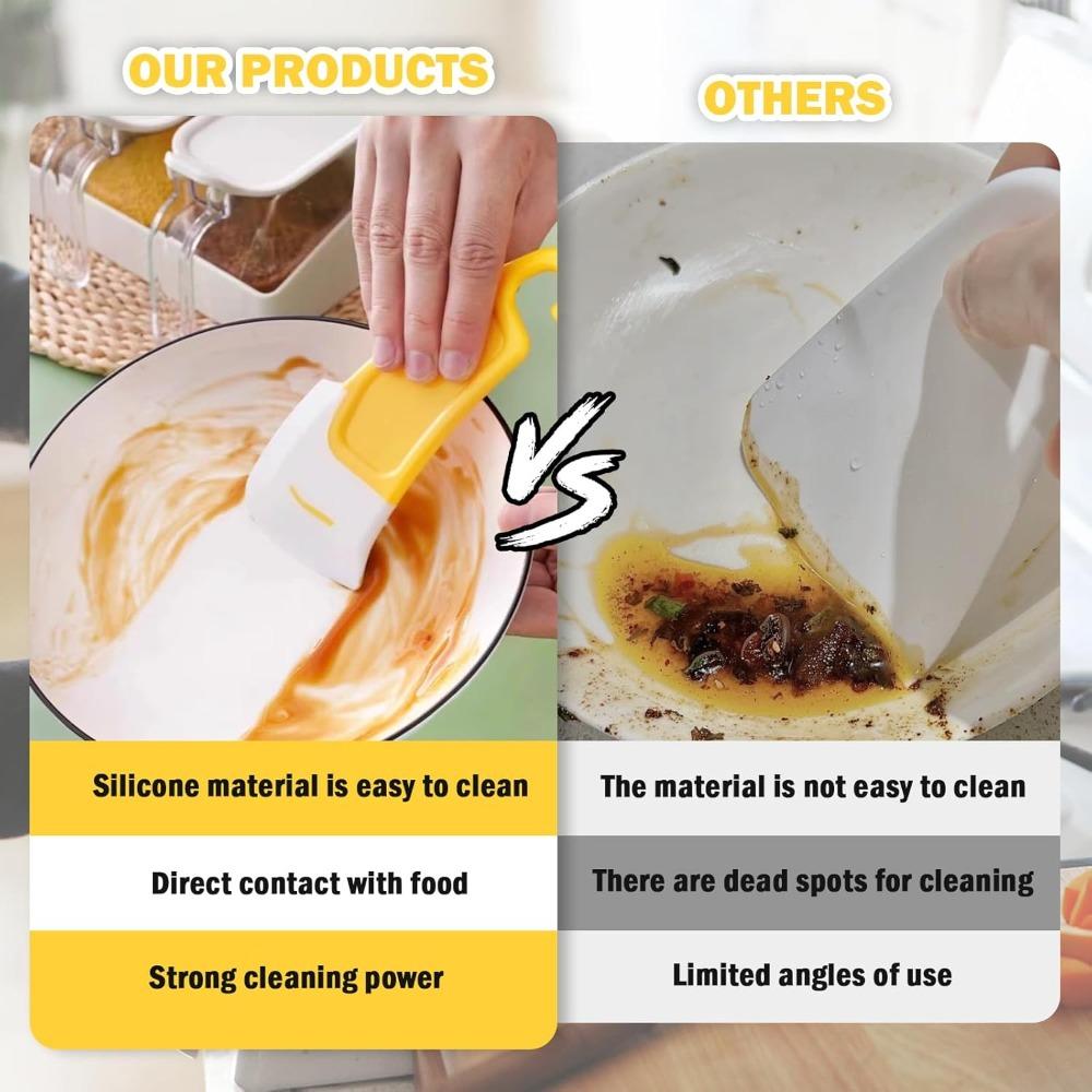 5-1Pcs Kitchen Cleaning Spatula  Dirty Pan Pot Dishes Cleaning Kitchen Tools For Food Residue Stains Cleaning Baking Soft Blade