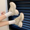 Shining Galaxy~ Silver sneakers women's spring and summer 2024 new trendy design thick-soled heightening dad shoes