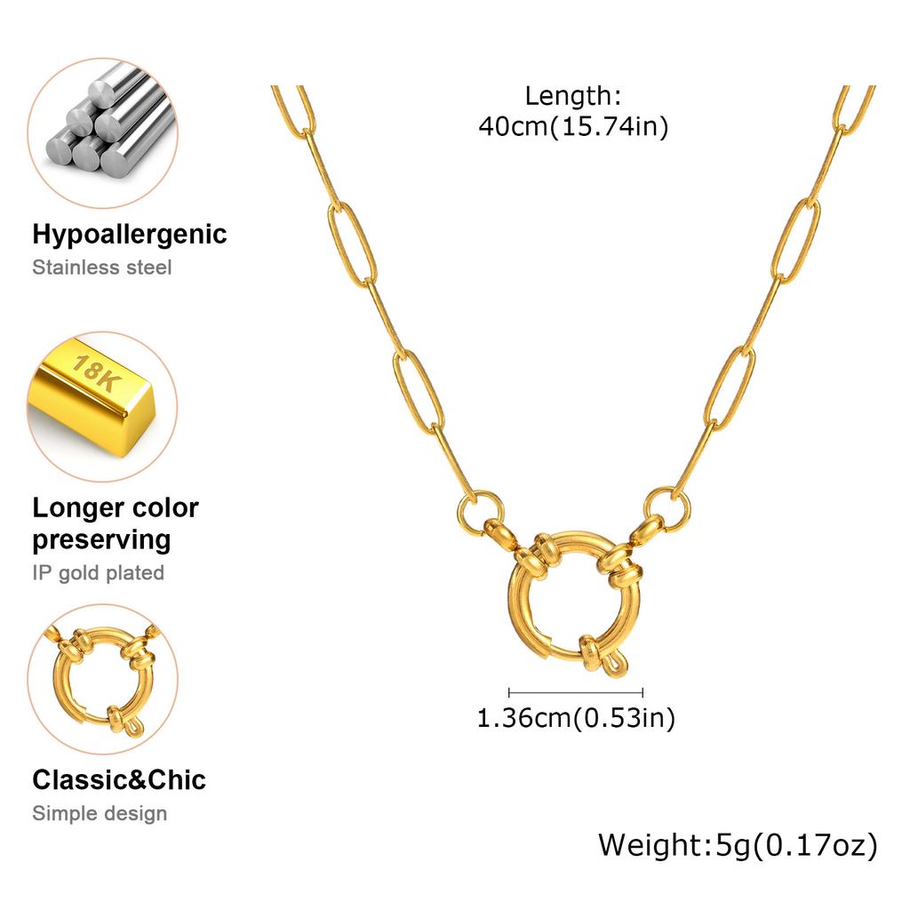 Trendy Layered Necklace for Women, 18K Gold Plated Stainless Steel Link Chain Modern Minimalist Jewelry