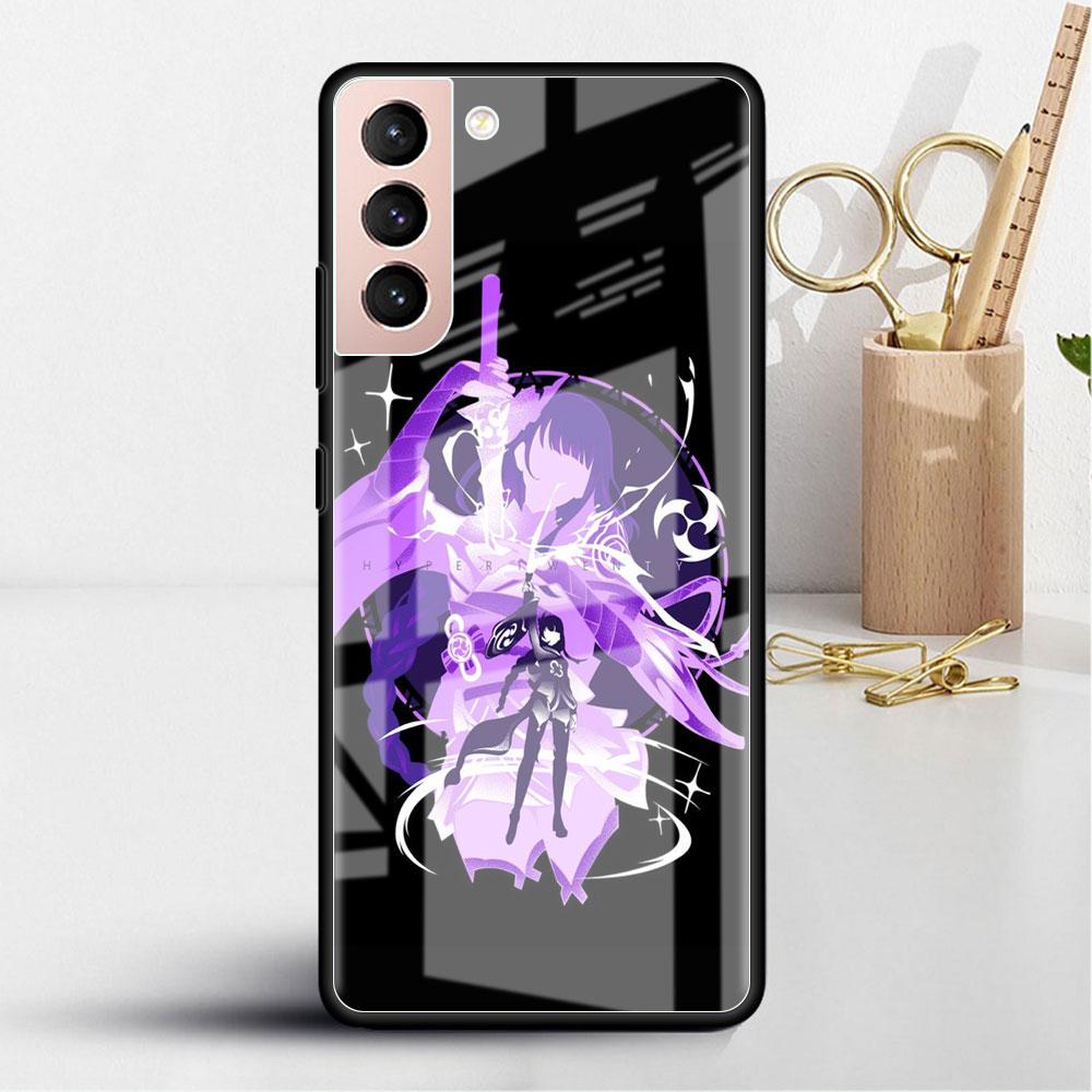 Klaasist ümbris Samsung Galaxy S22 S20 FE S21 5G S10 S9 Plus Note 10 20 Lite jaoks Karastatud telefoniümbris Anime Genshin Impact Lahe