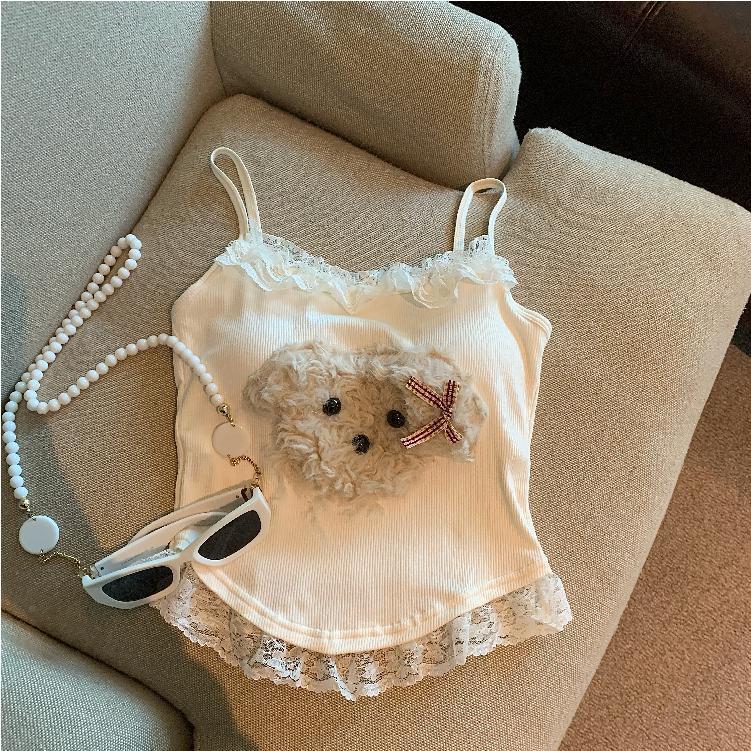 

Лингери в стиле халтер со встроенным бюстгальтером с рисунком лохматого щенка и дизайном без спинки. Сладкий и пикантный девичий внутренний стиль. One Size (40-60kg) абрикосовый