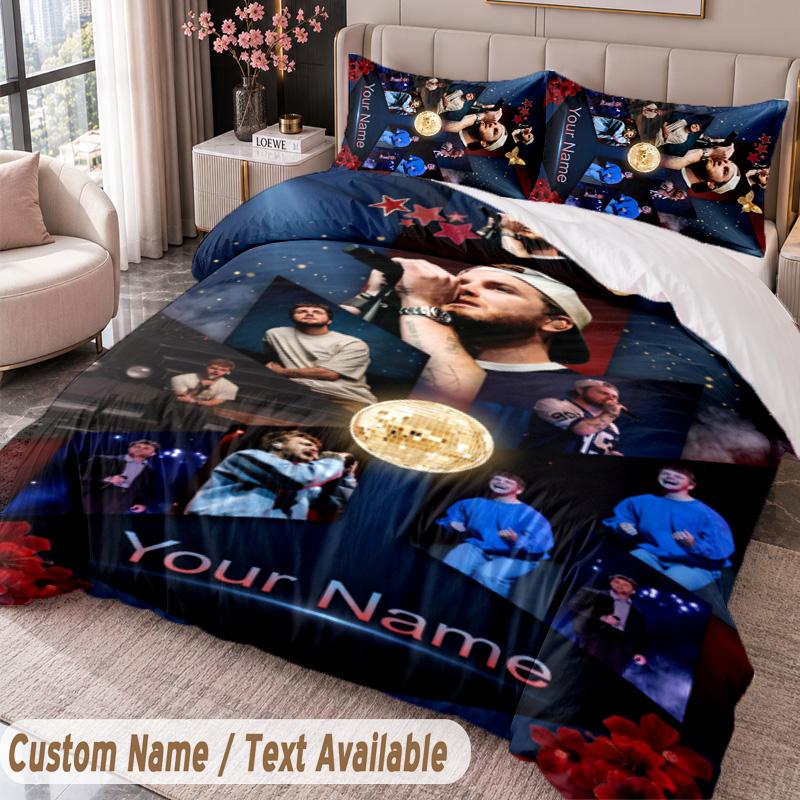 Custom Name Text 3Pcs Bedding Set Alex Warren Duvet Cover And Two Pillowcases