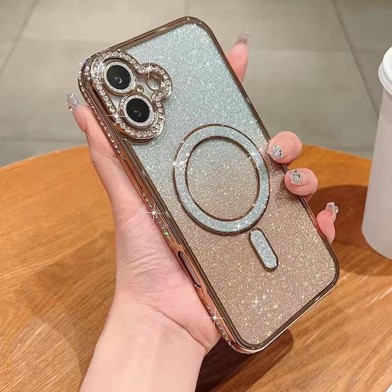 

Розкішний Блискучий Магнітний Гальванізований Чохол для Телефону Для IPhone 16 15 14 13 12 11 Pro Max Plus Гальванічне Покриття Ударостійкий Захисний Чохол iPhone 17 Pro Max золотий