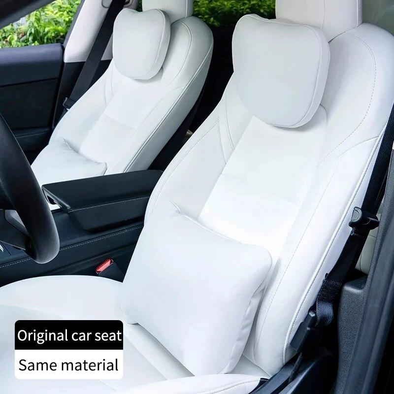 For Tesla Model 3 Y Flocking/Leather Car Seat Neck Pillow Soft Memory Neck Pillow High-Quality Headrest Lumbar