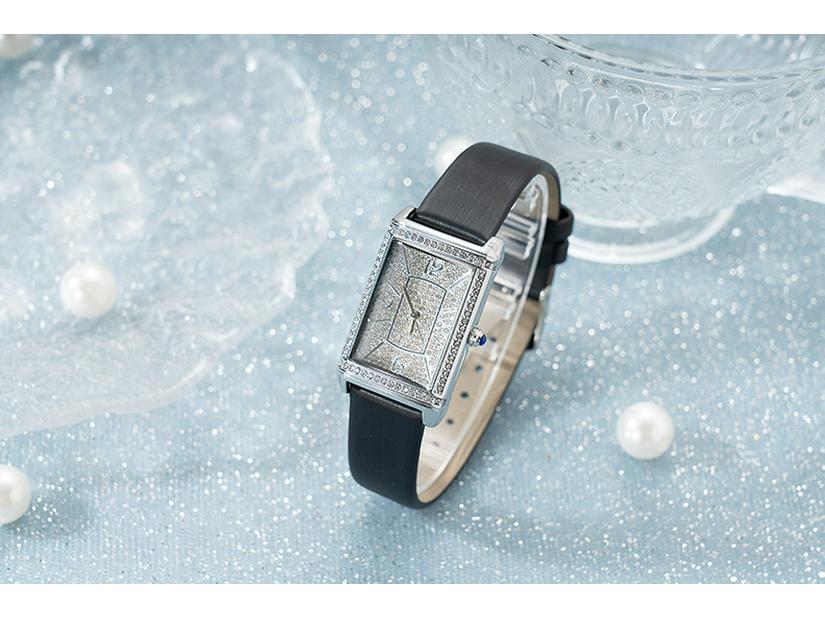 Elegancki Damski Zegarek z Diamentami Gwieździste Niebo - Luksusowy Kwadratowy Design z Pełnym Zestawem Diamentów