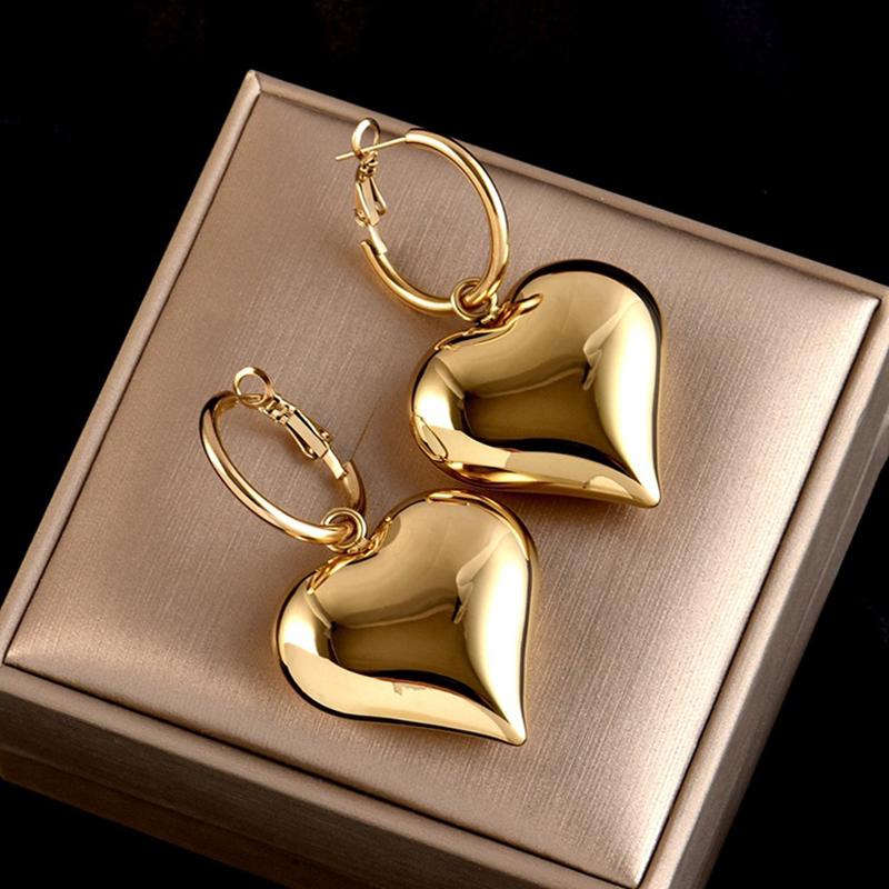 Chic Heart Huggie Hoop Earrings Ins Jewelry  Asymmetric Hoop Earrings For Women New Gold Color Earrings Jewelry Teen Gift