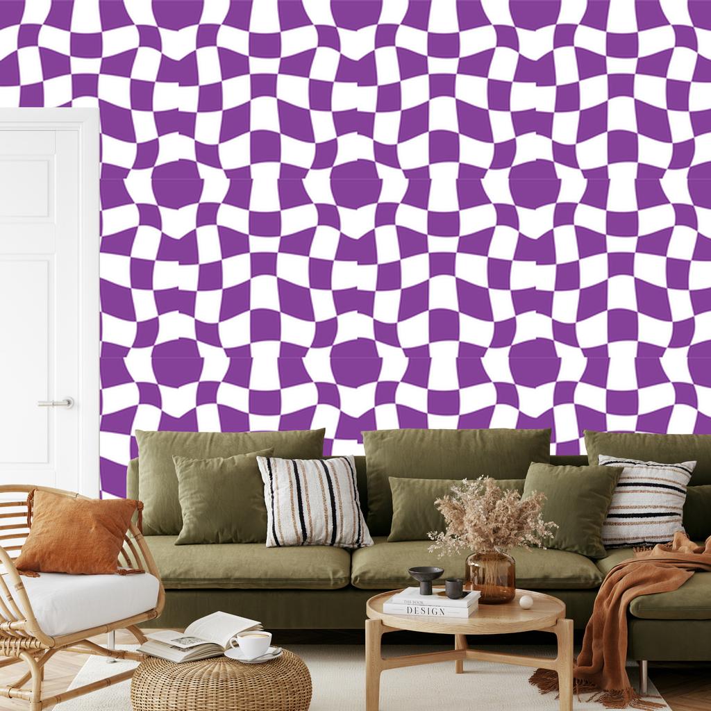 Free checkerboard wallpaper purple for living room and bedroom 50x1000