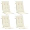 Garden Chair Cushions for High Back Chairs 4 Pcs Cream 120 X 50 X 2 Cm Fabric