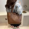 Large Capacity Tote Bag for Women New Style College Students' Class Bag Fashionable Simple Temperament Shoulder Bag Solid Color Armpit Bag