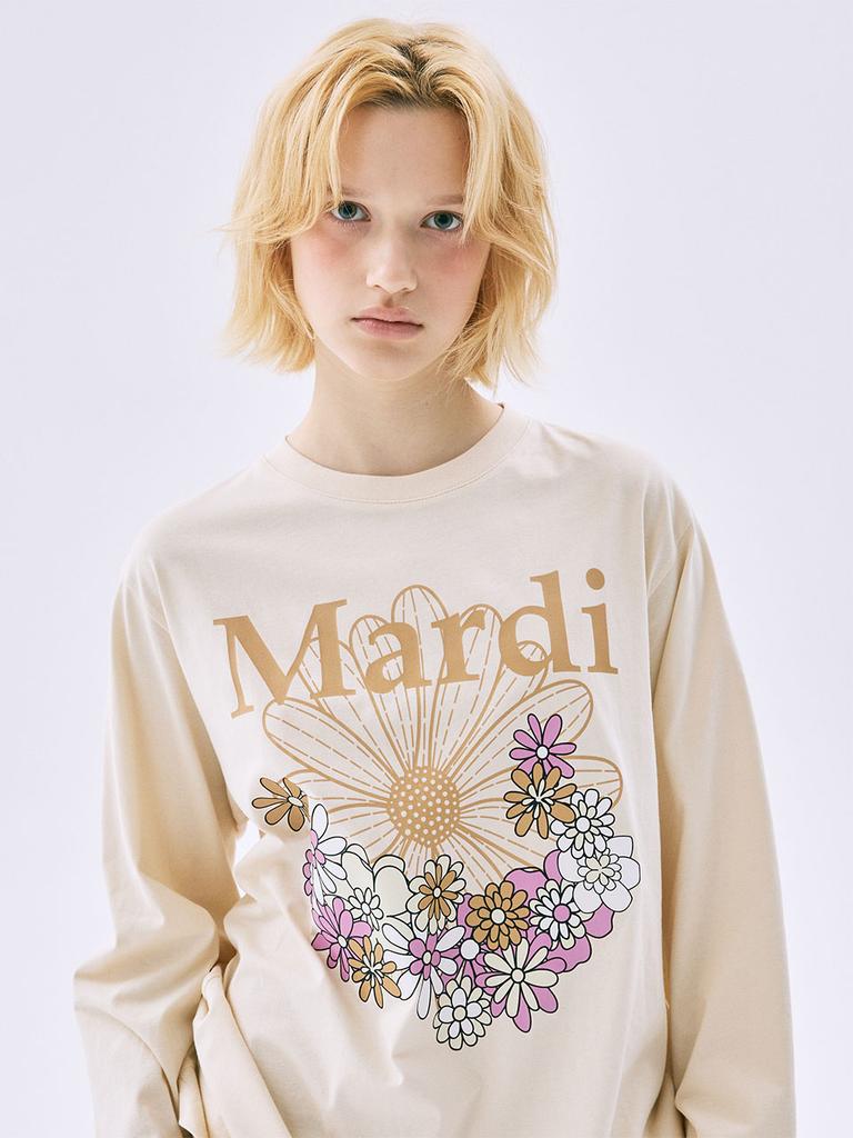 [mardimercredi] Long Sleeve T-Shirt Flowermardi Jardin Butter Peanut