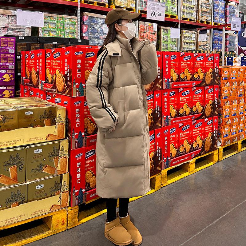 Winter Padded Down Cotton-padded Jacket Women's Fashion Over The Knee Extended Casual Cotton-padded Jacket.