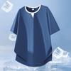 Sommer løs ensfarvet kortærmet t-shirt til mænd, Is silke t-shirt