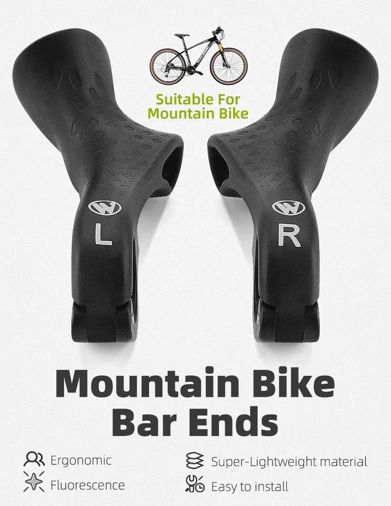 WEST BIKING 1 Pair Bicycle Bar Ends Lightweight Ergonomic Bike Extension Handlebar MTB Bicycle Handlebar Grips Bike Accessories