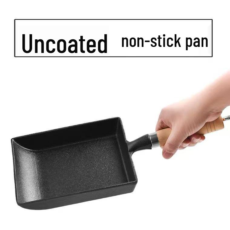 Утолщенная чугунная сковорода для тамагояки омлета - Маленькая сковорода для жарки яичного рулета без покрытия
