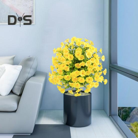 Faux Morning Glory Flowers Artificial Morning Glory Bush with Ground Spike Realistic Fake Greenery Shrubs for Outdoor Indoor Farmhouse Porch Patio