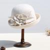Women's Retro Wool Felt Bucket Hat - Elegant Folded Brim for Autumn/Winter