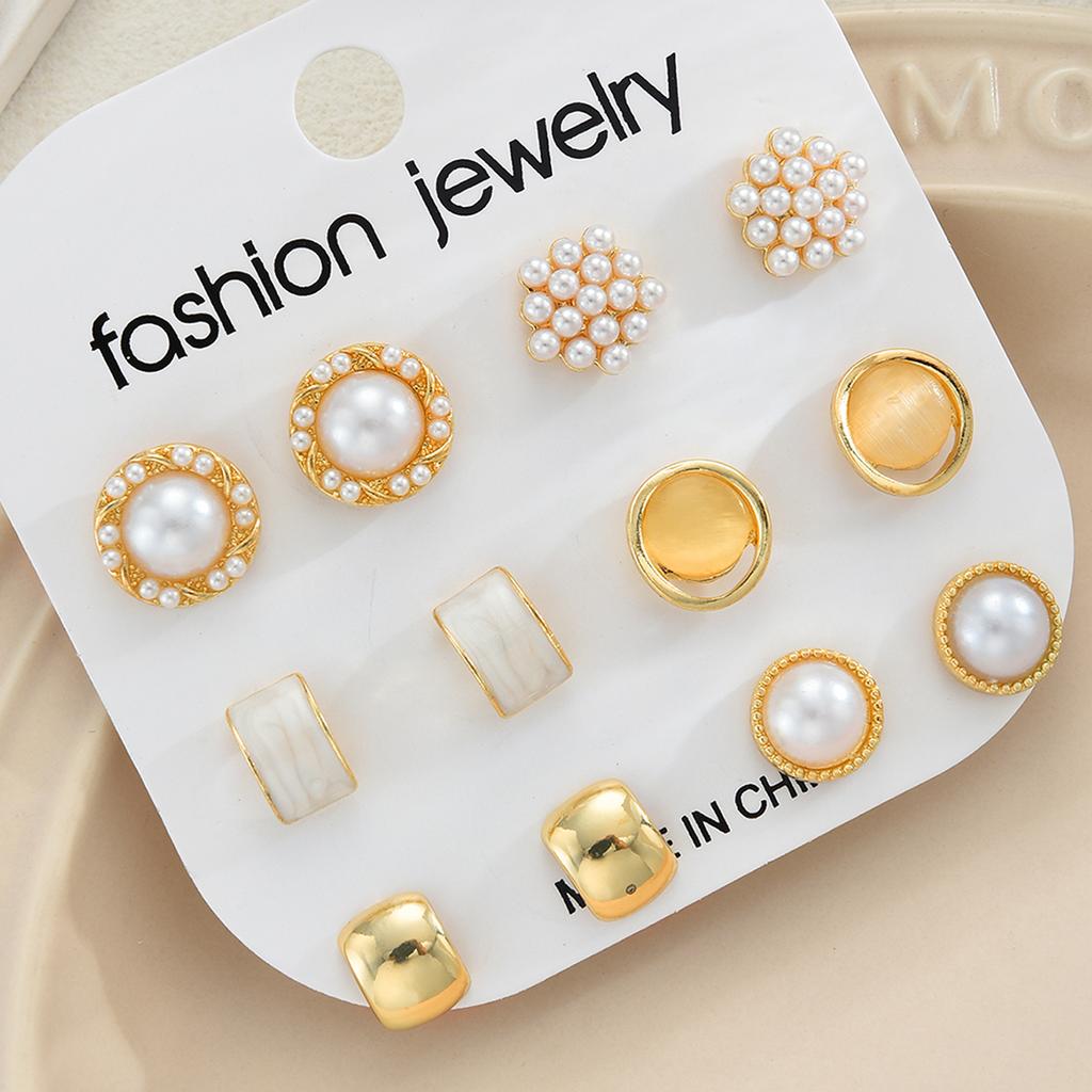 17KM 12pcs French Vintage Earrings Set for Women Fashion Luxury Baroque Geometric Creativity Design Earring Daily Jewelry Gift