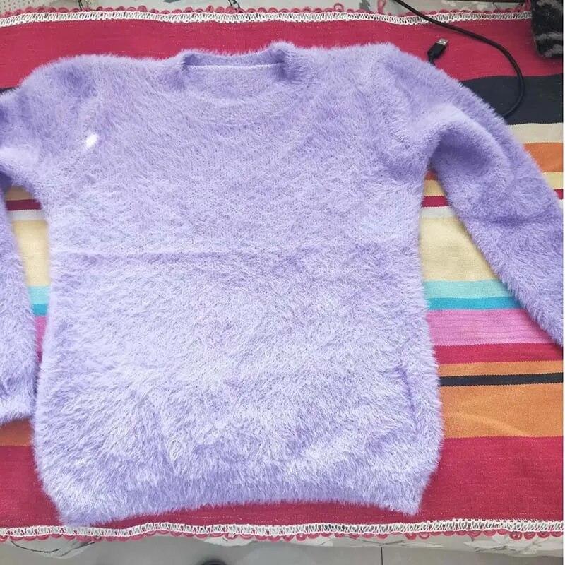 Mohai, dzianinowy, podstawowy, damski ciepły sweter z okrągłym dekoltem, różowy, krótki top, słodki, dojazdy, Casual, jesienno-zimowy sweter