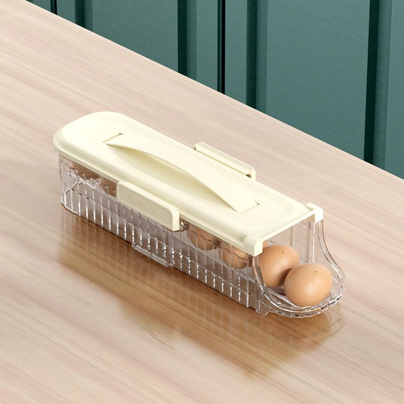Scatola Porta Uova Tipo Cassetto per Frigorifero Frigorifero Scorrimento Automatico Organizzatore Cucina Organizzatori per la Casa Contenitori Ermetici Cibo