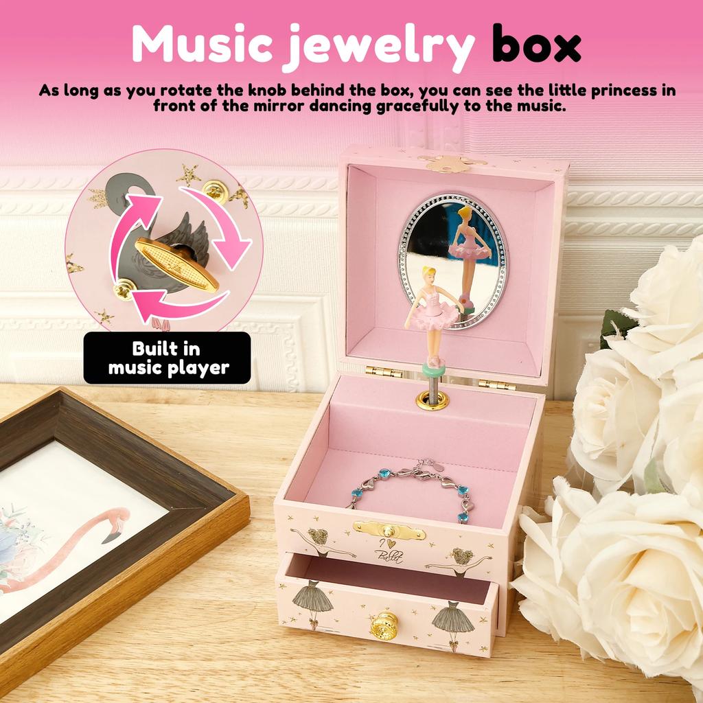 Schmuckaufbewahrungsbox 4 Zoll Ballerina Schwanensee Spieluhr Mädchen Geschenk Organisieren Halskette Armband Heimdeko Kind Spieluhr