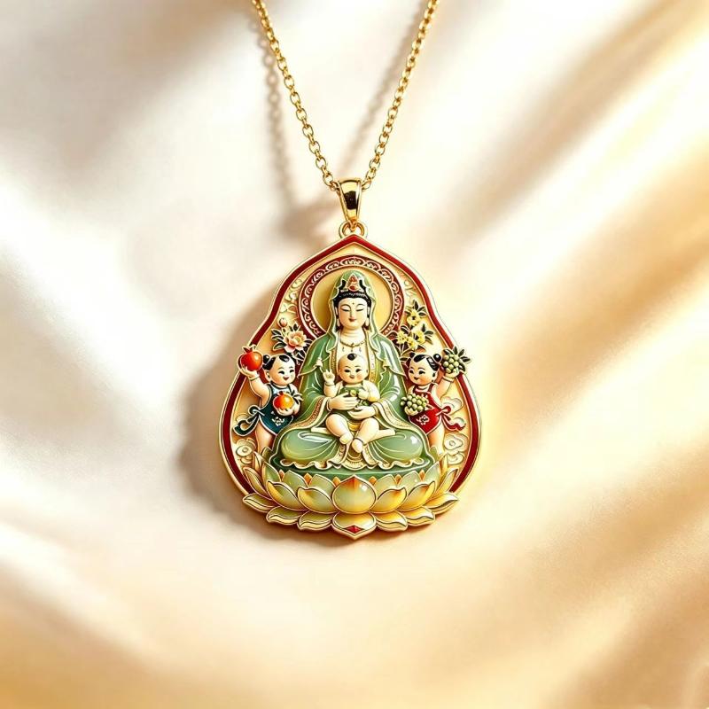 Guanyin Lion Dance Jade Rabbit Mandarin Ducks Pendant Necklace Chinese Modern Aesthetic Jewelry Fashion Gift
