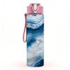 1PC Deep Blue White Gold Vein Marble Texture 750ml Color Plastic Sports Water Bottle Leakproof Flip Straw Lid Suitable for Sports Office Home Use