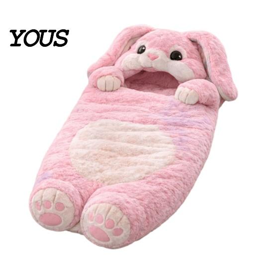 Indoor Outdoor Schlafsack Plüsch Kaninchen Umschlagtasche, Schlappohr Hase Schlummer für Kinder, Gemütliche Winter Tier Nickerchen Matte Sack Zuhause Reise Kindheit