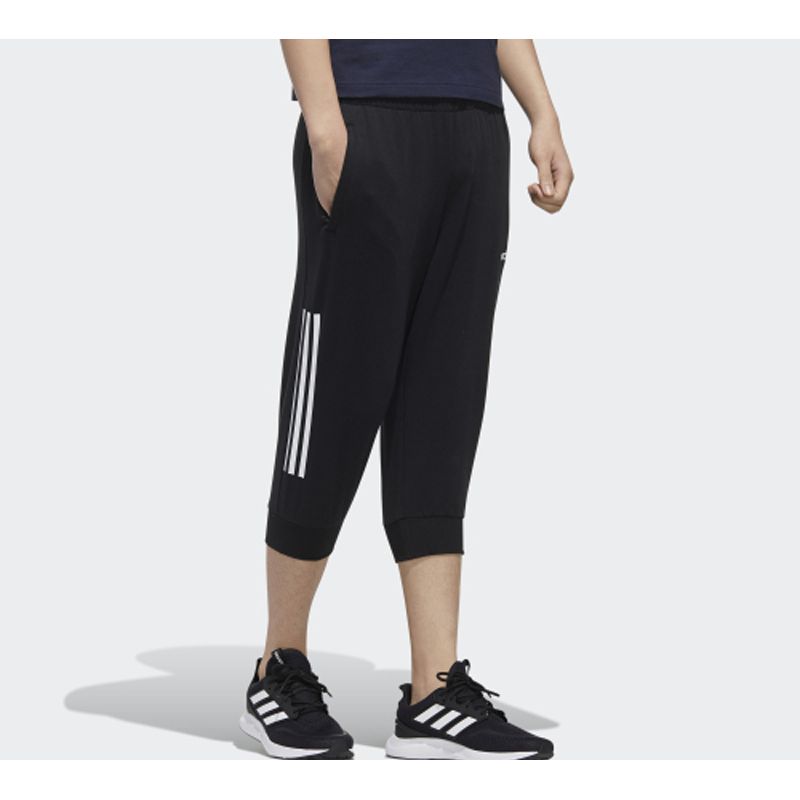 Adidas Breathable Casual Cropped Knit Pants Men Bottoms Black FQ9300