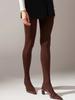 Collant in Velluto Marrone da Donna, Collant Opachi Ultra-Morbidi, Calze Elasticizzate in Nylon a Vita Alta, Leggings Modellanti per Gambe