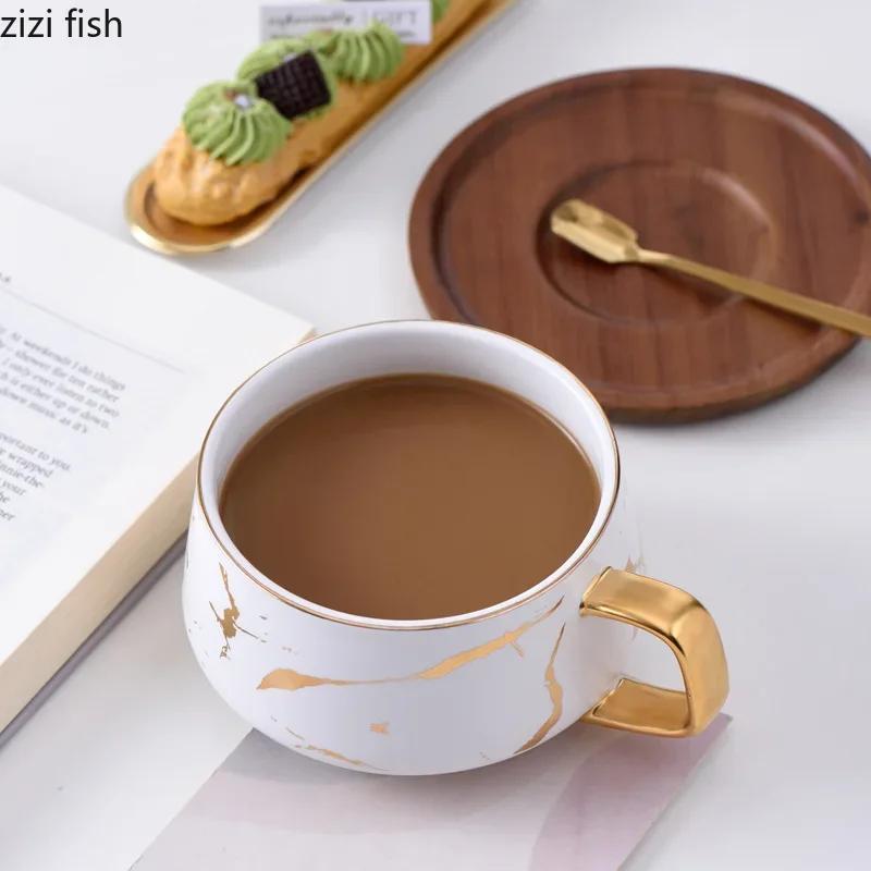 Kreatives Keramikbecher-Set mit Marmorstruktur Büro-Kaffeebecher Milchbecher Familien-Frühstückstasse Wasserbecher Schlichtheit Paarbecher