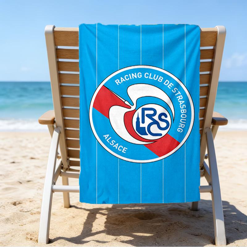 Fußball Straßburg Wappen Strandtuch - Weiche, Saugfähige Mikrofaser, Leicht, Ideal für Den Strand, Partys, Reisen, Camping Fan Geschenke
