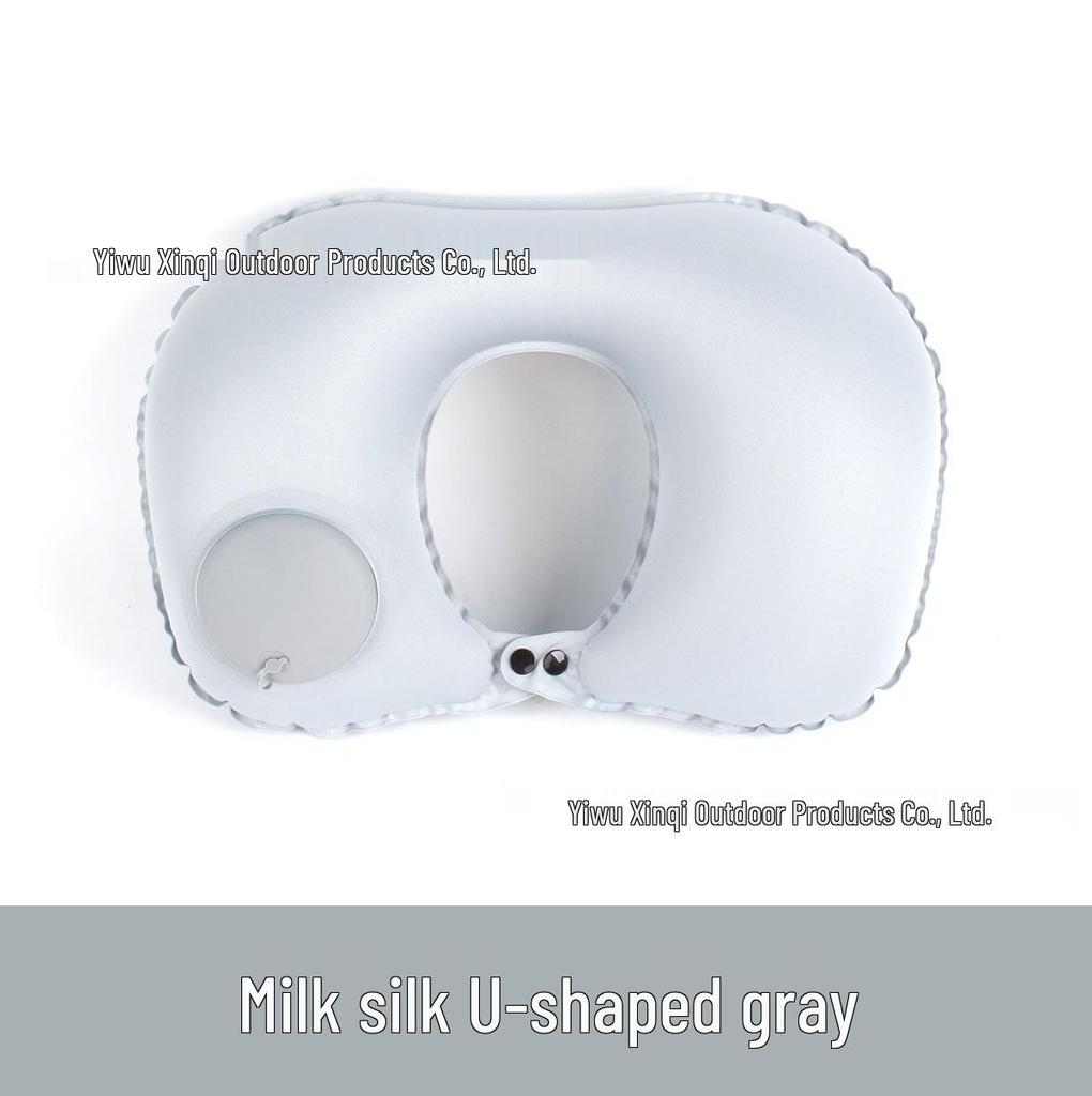 Inflatable U-Shaped Velvet Neck Pillow - Travel Essential, Foldable & Portable