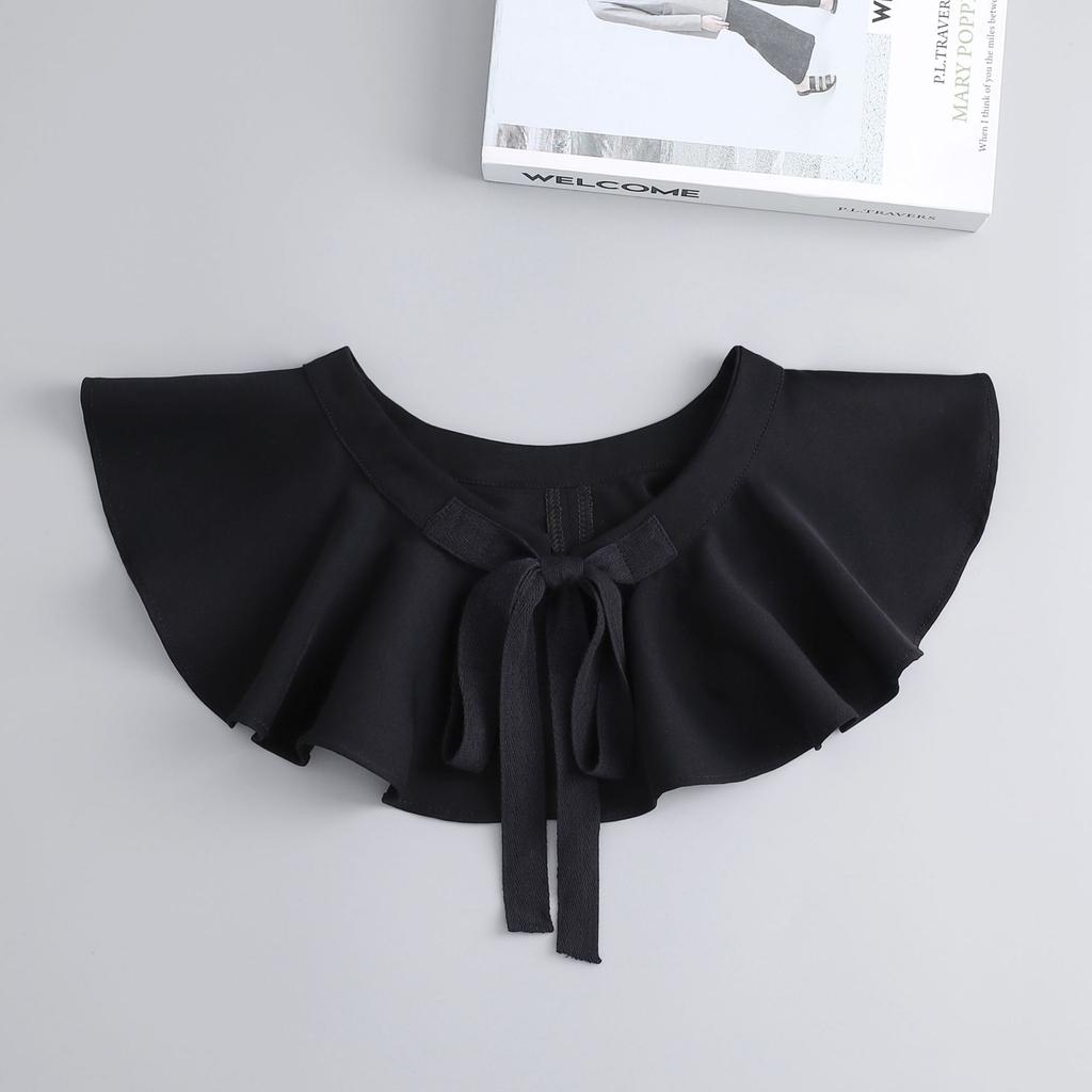 Removable Lapel Fake Collar Women Tie Ladies White Shawl Wrap Detachable Solid Color Bowknots False Collar Clothes Accessory