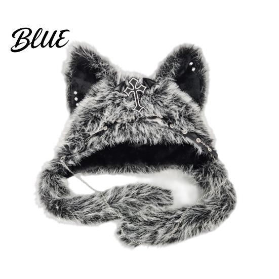 Birthday Gift for Friends Cute Plush Animal Hat Furry Cat Ear Headwear Winter Halloween Party Costume Hat Soft Warm Cap Costume Cosplay Accessories