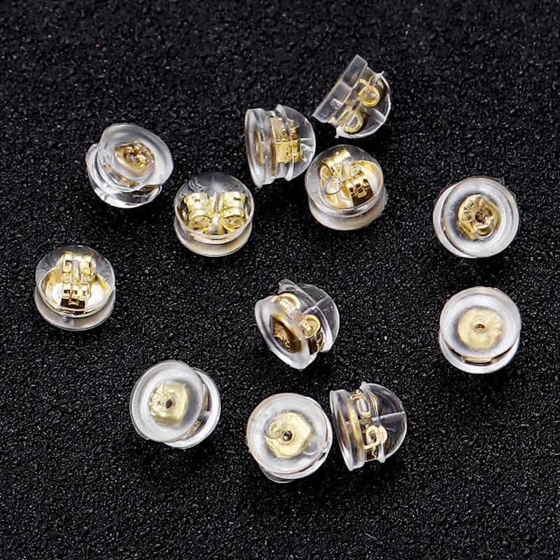 

20pcs/lot Silicone Rubber Earring Back Stoppers Copper Hamburger Ear Plugs Ear Back For DIY Jewelry Making Earrings Accessories золотой