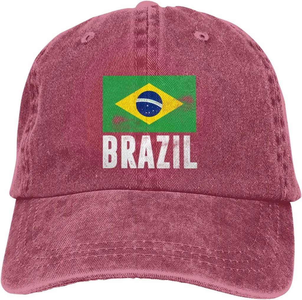 Cappello Nero con Bandiera del Brasile Regolabile Snapback per Unisex Donne Unisex Hip Hop Cappellino da Baseball Visiera Piatta Cappello da Papà