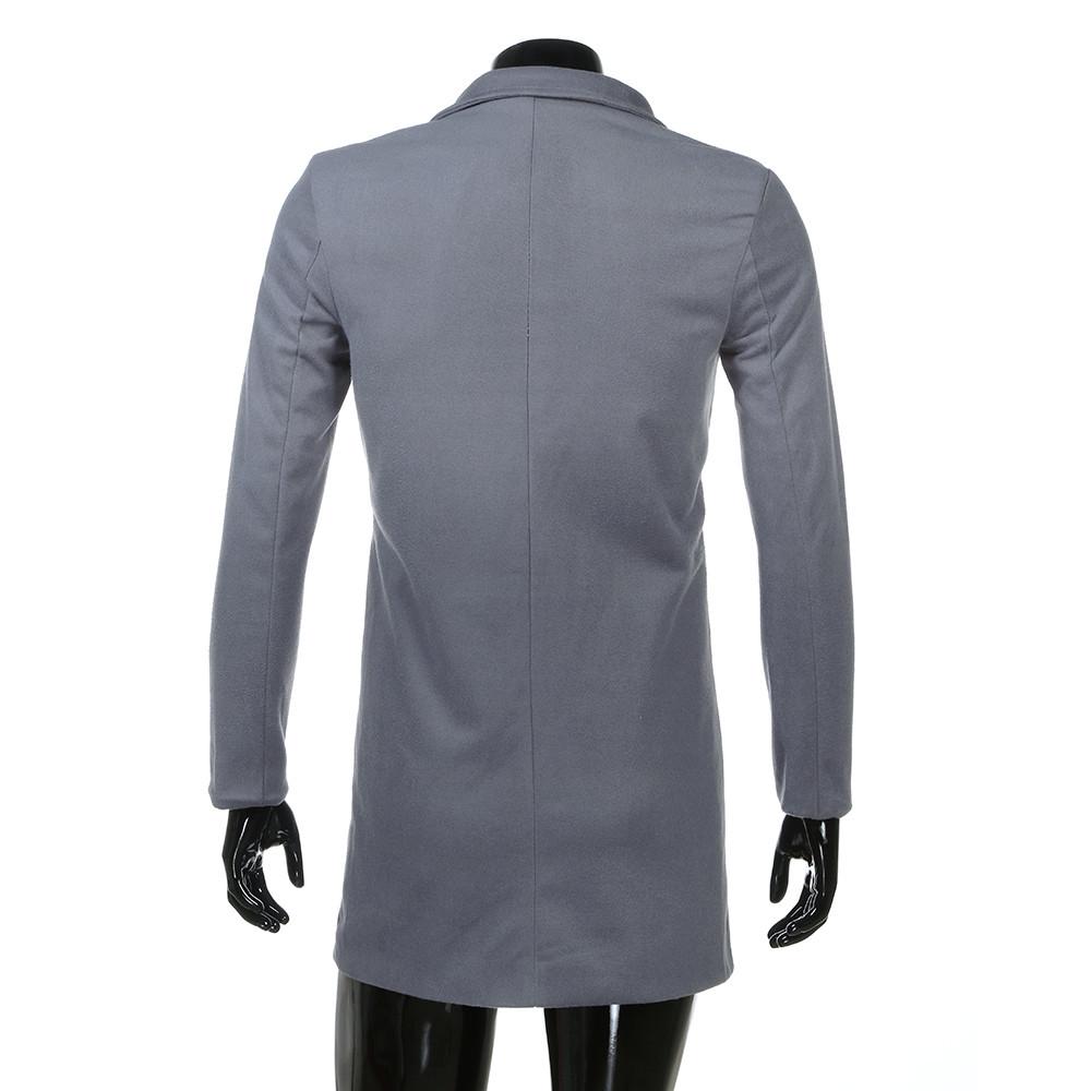 Men Formal Single Breasted Figuring Overcoat Long Wool Jacket Outwear Plus