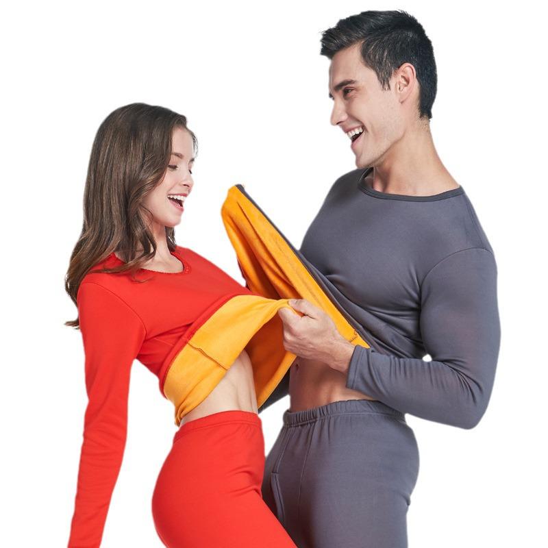 Men's Plus Size Velvet Thermal Underwear Set - Thickened for Autumn Warmth