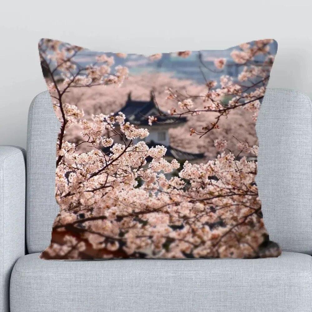 Office Living Room Sofa Cushion Cover Luxury Home Decor Pillow Cover Japanese Sakura Decorative Cushion Cover